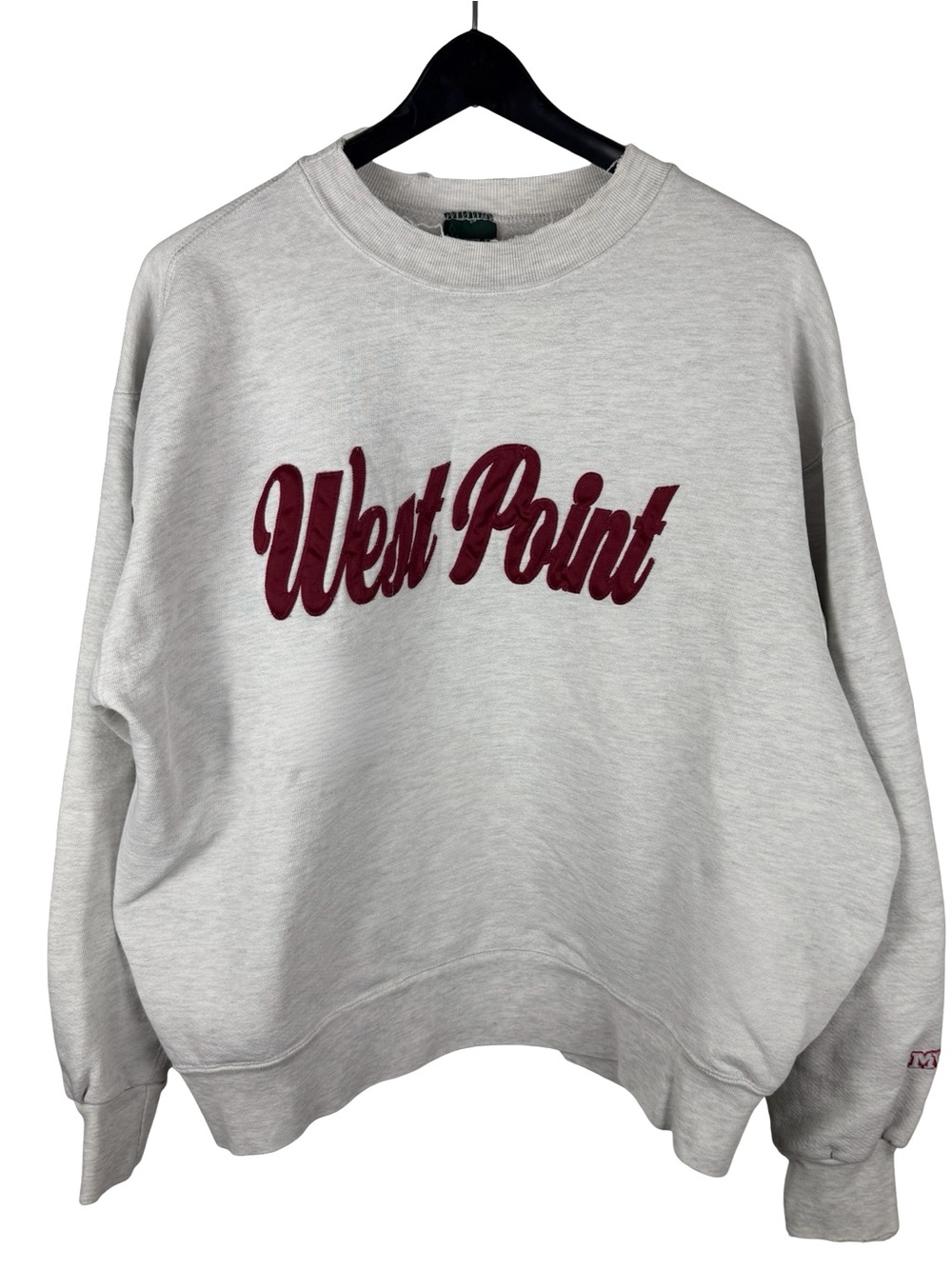 Vintage 90s MV Sport West Point Script Grey Pullover Sweatshirt Size XL